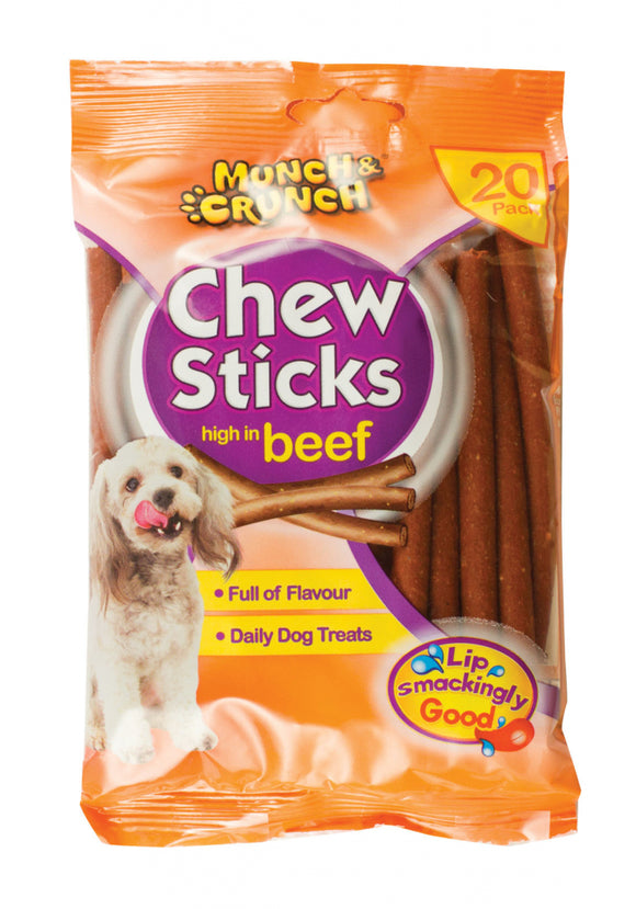 Munch & Crunch Chew Sticks High In Beef 20 Pack