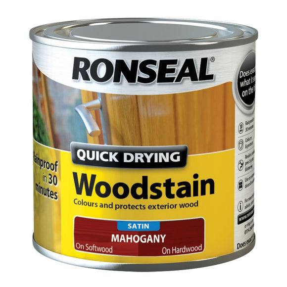 Ronseal Quick Drying Woodstain Satin 250ml Mahogany