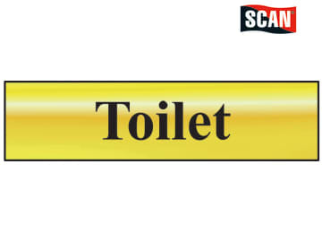 Toilet Sign Polished Brass Effect 200 x 50mm