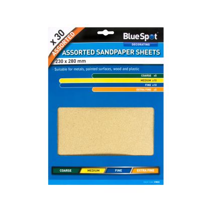 Blue Spot 30pc Assorted Sandpaper Pack