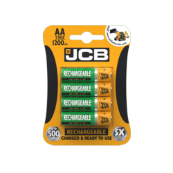 JCB Rechargeable AA Batteries Card 4 1200mAh