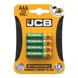 JCB Rechargeable AAA Batteries 4 Pack 900mAh