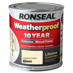 Ronseal 10 Year Weatherproof Gloss Wood Paint 750ml Country