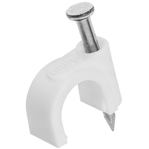Dencon White Round Cable Clip 8mm Pack of 100