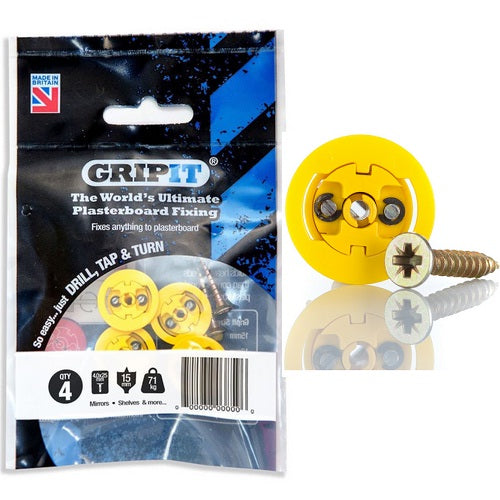 15mm Yellow Gripit Pack Of 4