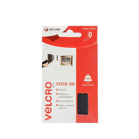 Velcro Br Stick On Tape 20mm x 0.5m Black