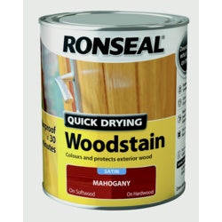 Ronseal Quick Drying Woodstain Satin 750ml Mahogany