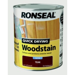 Ronseal Quick Drying Woodstain Satin 750ml Teak