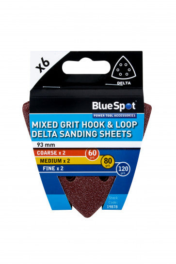 Blue Spot Pack 6 Asst Delta 93mm Sanding Sheets