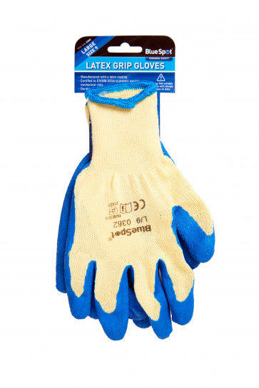 Blue Spot Rubber Palm Glove Latex Grip Large