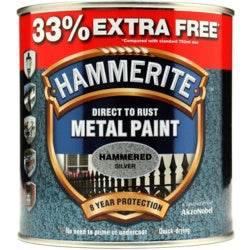 Hammerite Metal Paint Hammered 750ml + 33% Free Silver