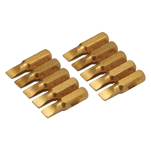 5mm Slotted Gold Screwdriver Bits 10Pk