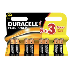 Duracell Plus Power Batteries 5 + 3 Free AA