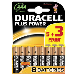 Duracell Plus Power Batteries 5 + 3 Free AAA