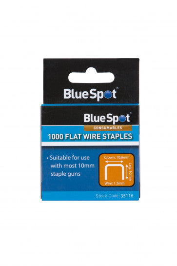 Blue Spot 10mm Crown Flat Wire Staples T50 Type (Box 1000)