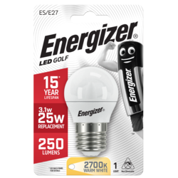 Energizer E27 Warm White Blister Pack Golf 3.1w 250lm