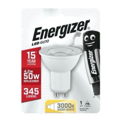 Energizer GU10 Warm White Blister Pack 4.2w 345lm