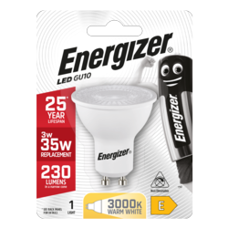 Energizer GU10 Warm White Blister Pack 3.1w 230lm