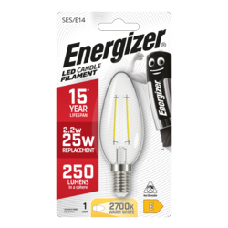 Energizer Filament LED Candle Bulb 250lm E14 Warm White SES