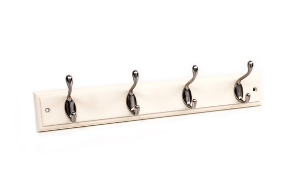 Headbourne White Board Satin Nickel Hook 4 Hook