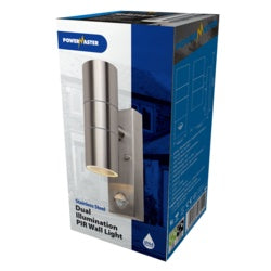 Powermaster PIR Twin Wall Spotlight IP44 Stainless Steel