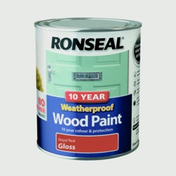 Ronseal 10 Yr Weatherproof Gloss Wood Paint 750ml Royal Red