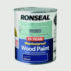 Ronseal 10 Year Weatherproof Gloss Wood Paint 750ml Royal Bl