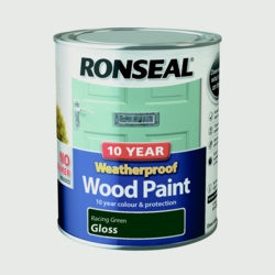 Ronseal 10 Year Weatherproof Gloss Wood Paint 750ml Racing G
