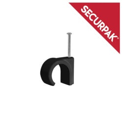 Securpak Round Cable Clips Pack 20 7.0mm Black