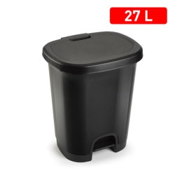 Plasticforte 27L Pedal Bin & Lid Black