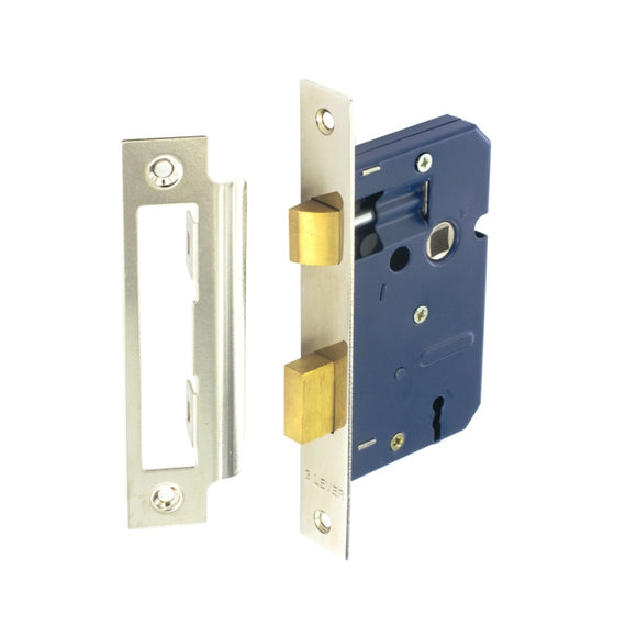 Securit 3 Lever Sash Lock Nickel Plated with 4 Keys 63mm