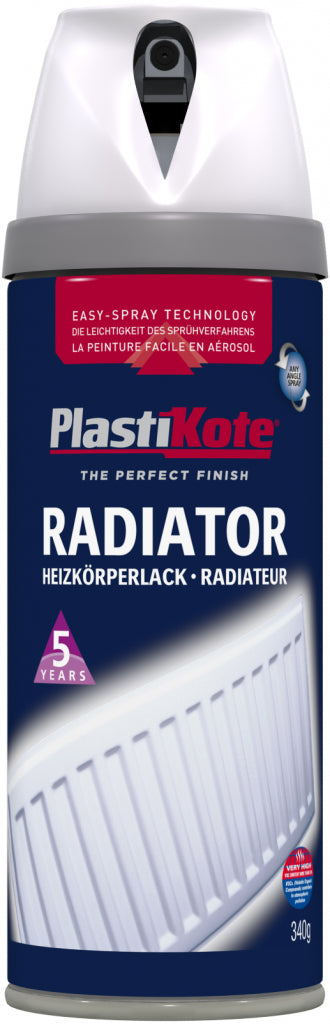 Plastikote Radiator Spray Paint 400ml Satin White