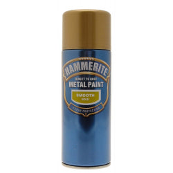 Hammerite Metal Paint 400ml Aerosol Smooth Gold