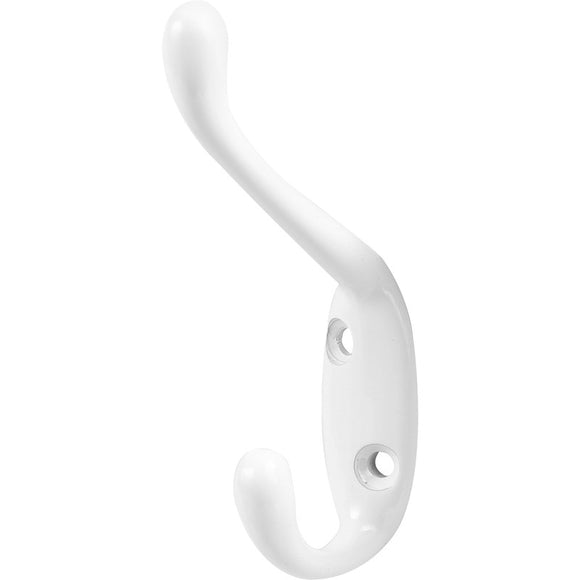 Hat And Coat Hooks White Metal Pack of 1