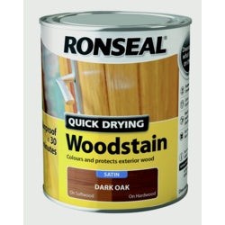 Ronseal Quick Drying Woodstain Satin 750ml Dark Oak