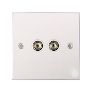 Dencon Twin Coax Socket On Single Plate