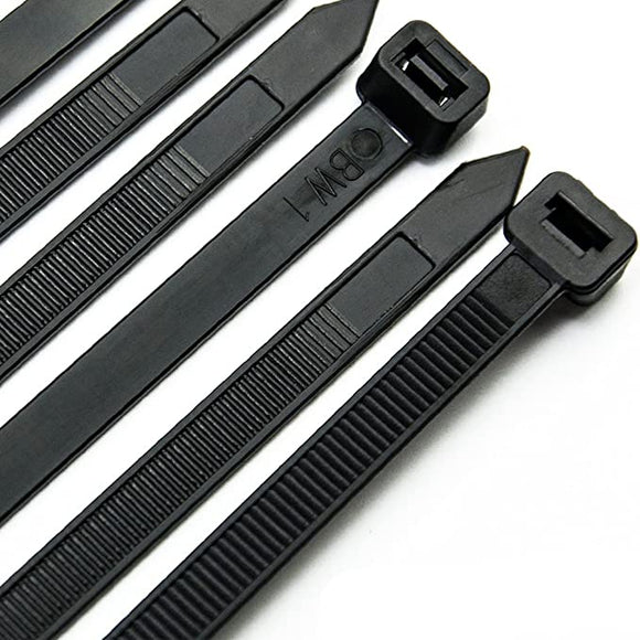 370mmx7.6mm Black Thick Cable Ties Pack of 10