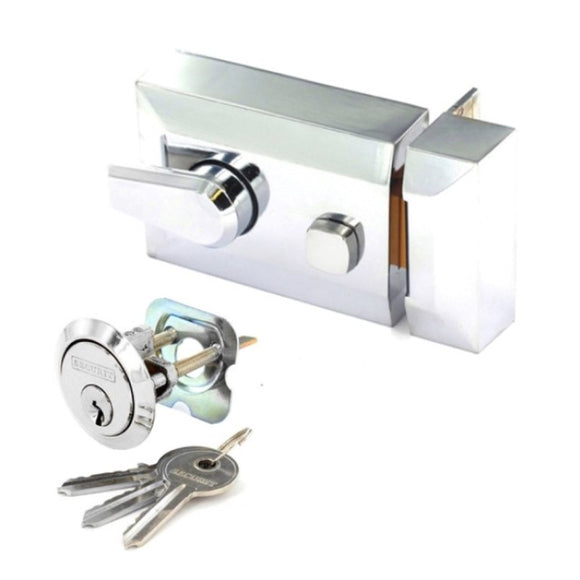 Securit Polished Chrome Double Locking Nightlatch Narrow