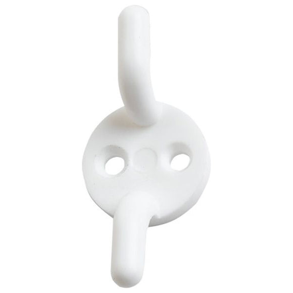 Plastic Cleat Hook Small White Pack of 2