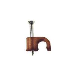 Dencon 7mm Brown Round Cable Clips Pack of 100