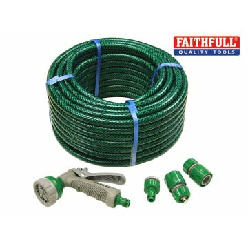 30M Green Reinforced Pvc Hose Kit C/W Fittings