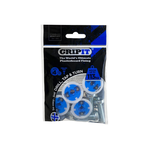 25mm Blue Gripit Pack Of 4 (Safe Load 113Kg)