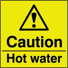 Caution Hot Water Sticky Labels Pack of 10