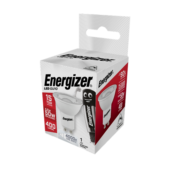 Energizer GU10 Cool White Blister Pack Dimmable 4.6w 375lm