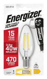Energizer Filament LED Candle Bulb 470lm E14 Warm White SES