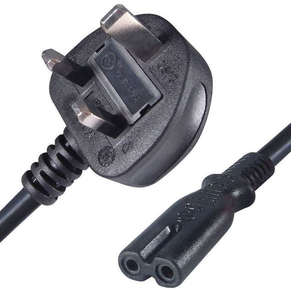 2M Black 3A Fig 8 Mains Lead With 13A Plug